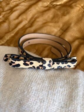 kate spade Leopard Bow Skinny Belt - Beige/Black